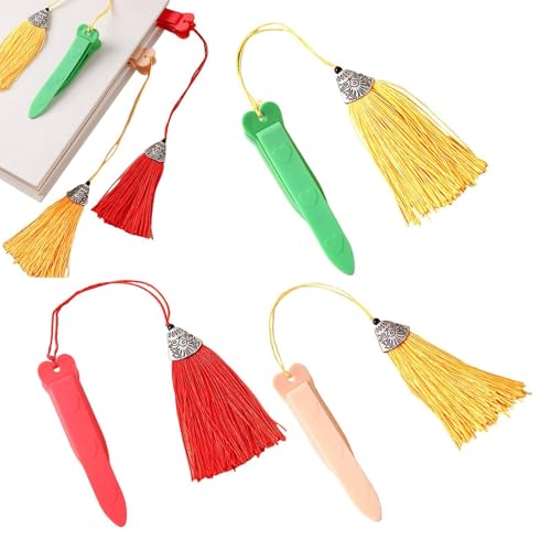 Automatische Silikon-Lesezeichen, Set mit 3 Clip-Lesezeichen mit Quasten, Themenbuchliebhaber für Kinder, Erwachsene und Schriftsteller von Zqkimzi