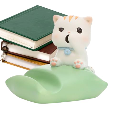 Zqkimzi Cute Phone Holder, Cat Figurine Phone Holders, Lovely Lazy Desktop Ornaments, Resin Crafts with Hands Release Anti Slip Base for Truck, Desk, Workplace Use, Green and Blue von Zqkimzi