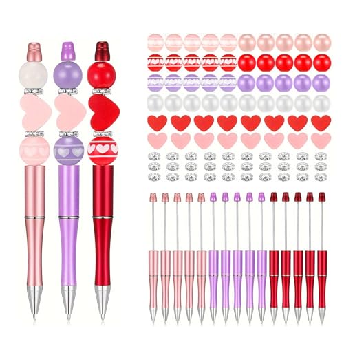 Zqxnt 121-teiliges Perlen-Kugelschreiber-Set mit runden / herzförmigen Perlen, Wärmeübertragungsstift zum Schreiben, Weihnachten, Partygeschenk Zqxnt 121-teiliges Perlen-Kugelschreiber-Set mit runden / herzförmigen Perlen, Wärmeübertragungsstift zum Schreiben, Weihnachten, Partygeschenk von Zqxnt