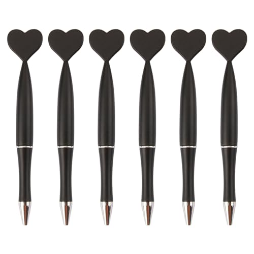 Zqxnt 6 Stück schwarze Kugelschreiber, 1,0 mm, Bürostifte, herzförmige Stifte, Hochzeitsstifte, Schreibwaren, Schule, Bürobedarf von Zqxnt
