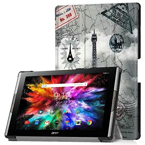 Für Acer Iconia Tab 10 A3-A50 Tablet-Schutzhülle, ultradünn, leicht, mit Ständer, Luxus-Lederhülle für Acer Iconia Tab 10 (A3-A50) 10,1 Zoll (Retro-Turm) von Zrengp