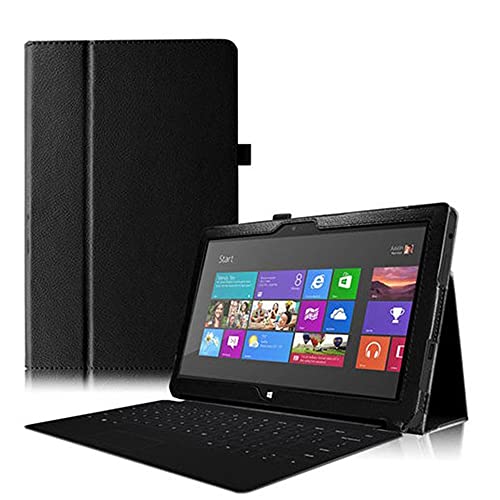 Für Microsoft Surface RT/Surface 2 10,6 Zoll Tablet Cover, Ultra Slim Folio Stand Lederhülle für Surface RT 1516 Surface2 1572 10,6 Zoll Windows RT (Schwarz) von Zrengp