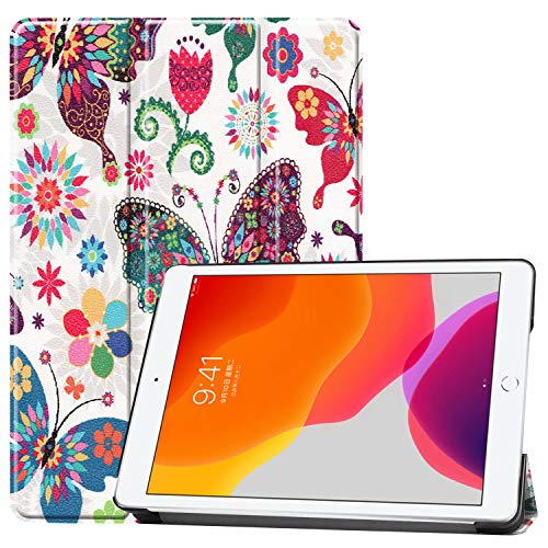 Leder-Schutzhülle für Apple iPad 10.2 2019 7. 2020 8. Generation, ultradünn, Standfunktion, leicht, Sleep/Wake Up Smart Cover für iPad 10.2 A2197 A2198 A2200 A2428 A2429 A2430 (Farbe Schmetterling) von Zrengp