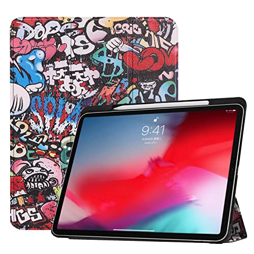 Schutzhülle für Apple iPad Pro 11 1. Generation (2018), Tablet-Hülle, Folio-Ständer, leicht, automatische Sleep/Wake-up, Smart-Lederhülle für iPad Pro 11 2018 1. A1979 A1980 A2013 A1934 (Graffiti) von Zrengp