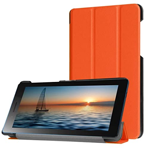 Schutzhülle für Lenovo Tab 3 7.0 TB3-730F/M/L/N/X Tablet, ultradünn, Folio-Standfunktion, leicht, Leder, für Lenovo Tab3 7 730F 730M 730L 730X 7 (nicht für Tab7 Essential TB-7304F und andere) (Orange) von Zrengp