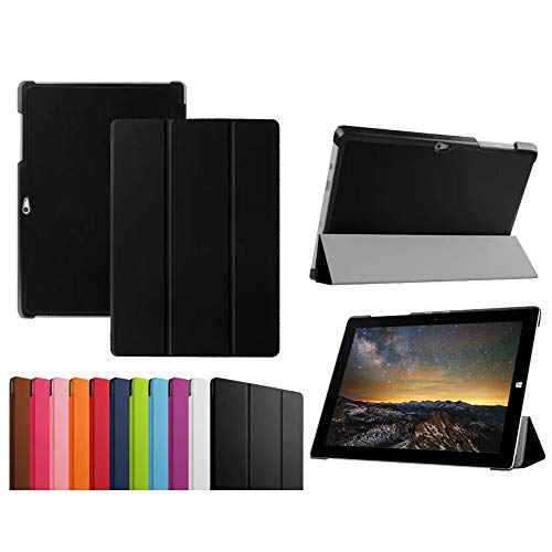 Schutzhülle für Microsoft Surface 3 1645 1657 27,4 cm (10,8 Zoll) Tablet-PC, mit Standfunktion, Sleep/Wake Up Funktion, Leder, für Surface 3 27,4 cm (10,8 Zoll), Schwarz von Zrengp
