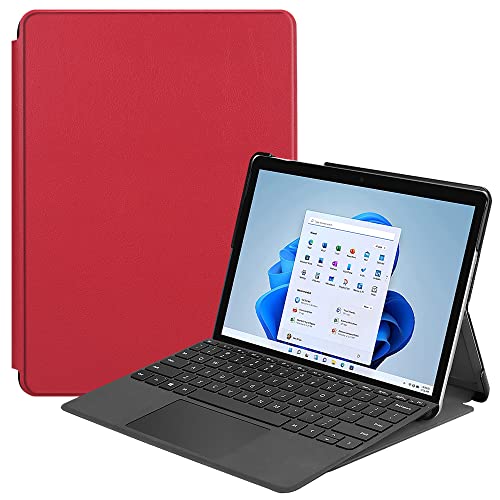 Schutzhülle für Microsoft Surface Go 3 2021 / Surface Go 2 2020 / Surface Go 2018, ultradünn, Folio-Ständer, leichte Lederhülle für Surface Go 1, 2, 3, 10 Zoll (2018, 2020, 2021), Rot von Zrengp
