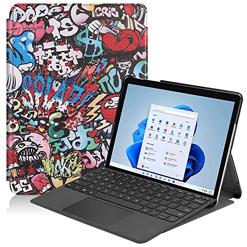 Schutzhülle für Microsoft Surface Go 3 2021 / Surface Go 2 2020 / Surface Go 2018 Tablet, ultradünn, Folio-Ständer, leichte Lederhülle für Surface Go 1 2 3 10 Zoll (2018 2020 2021) (Graffiti) von Zrengp