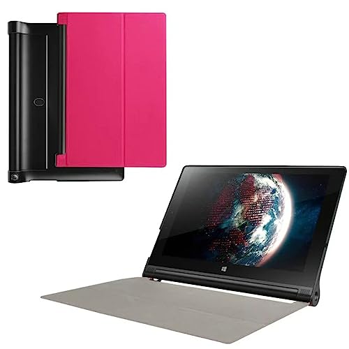 Zrengp Für Lenovo Yoga Tab 3 10 X50F X50M X50L Tablet Cover, Ultra Slim Leicht Folio Ständer Lederhülle für Lenovo Yoga Tab3 10 YT3-X50F YT3-X50M YT3-X50L 10.1 I. nch (pfirsichfarben) Rot) von Zrengp