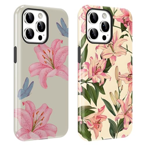 Zrutru 2 Stück ästhetische Blumen-Handyhüllen für iPhone 16 Pro, rosa Lilien-Motiv, für Mädchen und Frauen, 2-in-1 Ganzkörper-Schutzhülle für iPhone 16 Pro 6,3 Zoll Zrutru 2 Stück ästhetische Blumen-Handyhüllen für iPhone 16 Pro, rosa Lilien-Motiv, für Mädchen und Frauen, 2-in-1 Ganzkörper-Schutzhülle für iPhone 16 Pro 6,3 Zoll von Zrutru