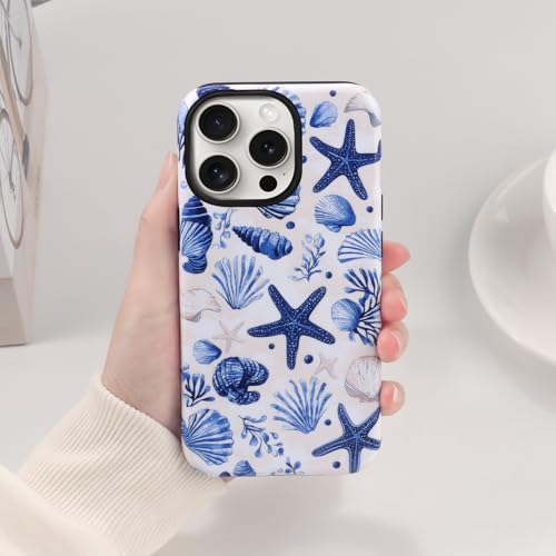 Zrutru Ästhetische, adrette Handyhülle für iPhone SE 2022/SE 2020/8/7, 11,9 cm (4,7 Zoll), niedliches Ozean-Sommer-Druck, Kawaii-Muschel-Seestern, 2-in-1, hartes, weiches Design, Schutzhülle Funda SE von Zrutru