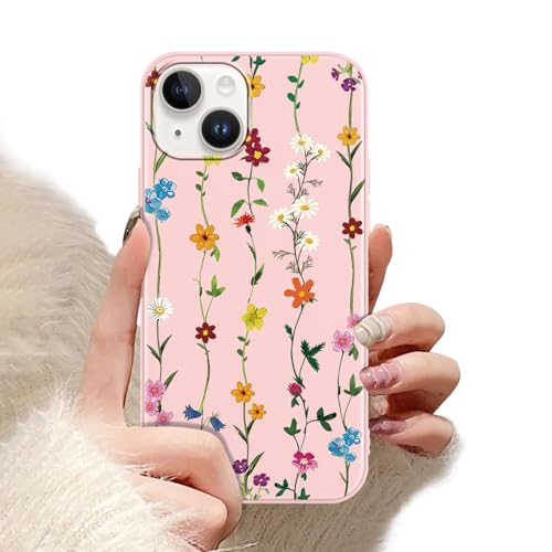 Zrutru Ästhetische Blumenmuster-Schutzhülle für iPhone 14/iPhone 13, stilvolle Funda für Mädchen und Frauen, schlanke Passform, TPU, stoßfeste Schutzhülle für iPhone 14, 15,5 cm (6,1 Zoll) von Zrutru