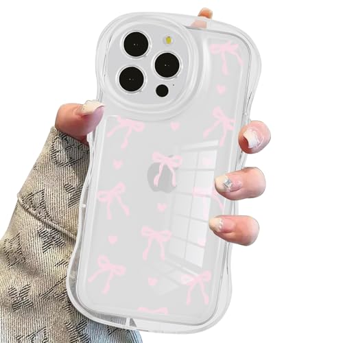 Zrutru Ästhetische Schutzhülle für iPhone 16 Pro Max mit rosa Schleife, Schutzhülle für Damen und Mädchen, stilvoll, transparent, weiche Schleife, für iPhone 16 Pro Max, 17,5 cm (6,9 Zoll) von Zrutru