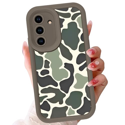 Zrutru Camouflage-Handyhülle für Samsung Galaxy A56 17 cm (6,7 Zoll), cooles Leopardenmuster, einzigartiges Gepardenschildkröten-Design, für Herren, Jungen, Teenager, weiches TPU, Braun, stoßfest von Zrutru
