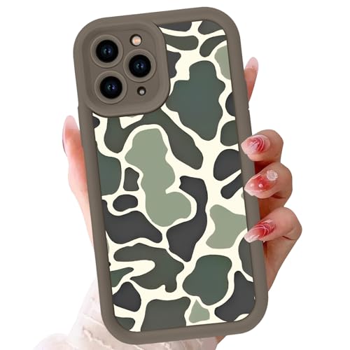 Zrutru Camouflage-Handyhülle für iPhone 12 Pro 15,5 cm (6,1 Zoll), cooles Leopardenmuster, einzigartiges Gepardenschildkröten-Design, weiches TPU, braun, stoßfest, Objektivschutz für iPhone 12 Pro von Zrutru