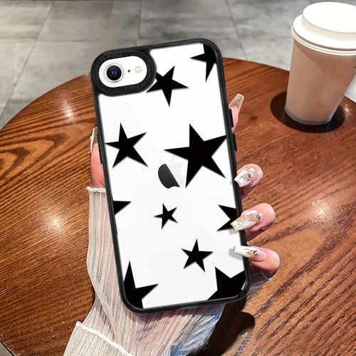 Zrutru Coole schwarze Stern-Handyhülle für iPhone SE 2020/SE 2022/7/8, Y2K-Muster-Design, trendige, transparente Hülle für Mädchen und Frauen, Stoßstangenschutz, weiches TPU, stoßfest, schützend Zrutru Coole schwarze Stern-Handyhülle für iPhone SE 2020/SE 2022/7/8, Y2K-Muster-Design, trendige, transparente Hülle für Mädchen und Frauen, Stoßstangenschutz, weiches TPU, stoßfest, schützend von Zrutru