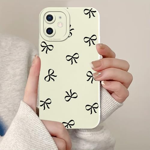 Zrutru Girly Bow Schutzhülle für iPhone 12, ästhetisch, trendig, niedlich, Funda für Damen und Mädchen, stilvoll, schlank, weich, Silikon, TPU, Schutzhülle für iPhone 12, 15,5 cm (6,1 Zoll), Beige von Zrutru