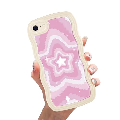 Zrutru Kawaii Schutzhülle für iPhone SE 2020/SE 2022/7/8, Y2K Y3K, gewellter Funda, niedlicher Wellenrahmen, gelockte Form mit Liebesherz, erhöhter Kameraschutz, Abdeckung für iPhone 7, 11,9 cm (4,7 Zrutru Kawaii Schutzhülle für iPhone SE 2020/SE 2022/7/8, Y2K Y3K, gewellter Funda, niedlicher Wellenrahmen, gelockte Form mit Liebesherz, erhöhter Kameraschutz, Abdeckung für iPhone 7, 11,9 cm (4,7 von Zrutru