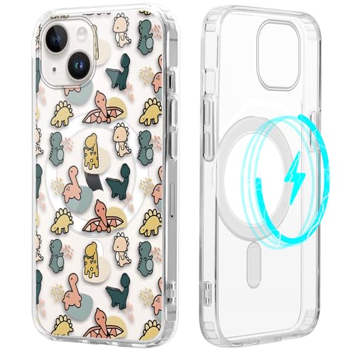 Zrutru Magnetische Dino-Schutzhülle für iPhone 14/iPhone 13, kompatibel mit MagSafe, niedlicher Dinosaurier, transparente Handyhülle für Mädchen und Frauen, stoßfeste TPU-Handyhülle für iPhone 14 Zrutru Magnetische Dino-Schutzhülle für iPhone 14/iPhone 13, kompatibel mit MagSafe, niedlicher Dinosaurier, transparente Handyhülle für Mädchen und Frauen, stoßfeste TPU-Handyhülle für iPhone 14 von Zrutru