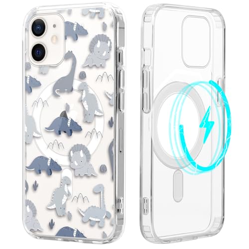 Zrutru Magnetische Dinosaurier-Handyhülle für iPhone 12/12 Pro, kompatibel mit MagSafe, niedliches Muster, ästhetisch, transparent, für Mädchen und Frauen, stoßfeste TPU-Schutzhülle für iPhone 12 Zrutru Magnetische Dinosaurier-Handyhülle für iPhone 12/12 Pro, kompatibel mit MagSafe, niedliches Muster, ästhetisch, transparent, für Mädchen und Frauen, stoßfeste TPU-Schutzhülle für iPhone 12 von Zrutru