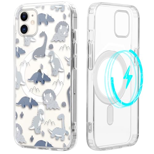 Zrutru Magnetische Dinosaurierhülle für iPhone 11, kompatibel mit MagSafe, niedliches Muster, ästhetisch, transparent, für Mädchen und Frauen, stoßfeste TPU-Schutzhülle für iPhone 11, 15,5 cm (6,1 Zrutru Magnetische Dinosaurierhülle für iPhone 11, kompatibel mit MagSafe, niedliches Muster, ästhetisch, transparent, für Mädchen und Frauen, stoßfeste TPU-Schutzhülle für iPhone 11, 15,5 cm (6,1 von Zrutru