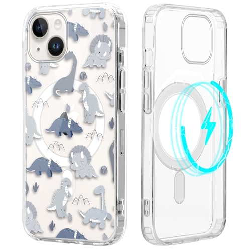 Zrutru Magnetische Handyhülle mit Dinosaurier-Motiv für iPhone 14/iPhone 13, kompatibel mit MagSafe, niedliches Muster, ästhetisch, transparent, für Mädchen und Frauen, stoßfeste TPU-Schutzhülle für Zrutru Magnetische Handyhülle mit Dinosaurier-Motiv für iPhone 14/iPhone 13, kompatibel mit MagSafe, niedliches Muster, ästhetisch, transparent, für Mädchen und Frauen, stoßfeste TPU-Schutzhülle für von Zrutru