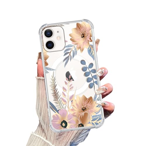 Zrutru Magnetische Schutzhülle mit Blumenmuster für iPhone 12/12 Pro, kompatibel mit MagSafe, ästhetisches Blumenmuster, Funda für Mädchen und Frauen, schmal geschnitten, TPU, stoßfeste Schutzhülle Zrutru Magnetische Schutzhülle mit Blumenmuster für iPhone 12/12 Pro, kompatibel mit MagSafe, ästhetisches Blumenmuster, Funda für Mädchen und Frauen, schmal geschnitten, TPU, stoßfeste Schutzhülle von Zrutru