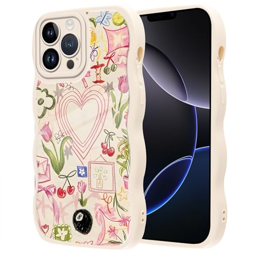 Zrutru Niedliche Handyhülle für iPhone 16 Pro Max, Wellenrahmen-Design, Kawaii-Muster, Funda für Mädchen und Frauen, ästhetische, weiche Silikon-Schutzhülle für iPhone 16 Pro Max 17,5 cm (7,5 Zoll Zrutru Niedliche Handyhülle für iPhone 16 Pro Max, Wellenrahmen-Design, Kawaii-Muster, Funda für Mädchen und Frauen, ästhetische, weiche Silikon-Schutzhülle für iPhone 16 Pro Max 17,5 cm (7,5 Zoll von Zrutru