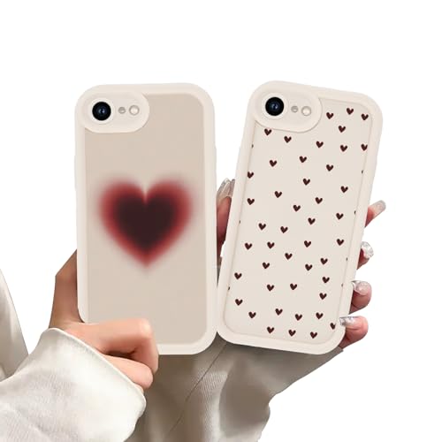Zrutru Niedliche Handyhüllen für iPhone 16E, ästhetisches rotes Herzmuster, Funda für Mädchen und Frauen, Mädchen, schlanke Passform, TPU, stoßfeste Schutzhülle für iPhone 16e 15,5 cm, 2 Stück Zrutru Niedliche Handyhüllen für iPhone 16E, ästhetisches rotes Herzmuster, Funda für Mädchen und Frauen, Mädchen, schlanke Passform, TPU, stoßfeste Schutzhülle für iPhone 16e 15,5 cm, 2 Stück von Zrutru