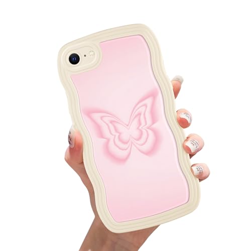 Zrutru Pretty Wave Handyhülle für iPhone SE 2020/SE 2022/7/8, trendiges rosa Schmetterlingsmuster-Design, Funda für Mädchen und Frauen, niedlich, weiches Silikon, stoßfest, Schutzhülle für iPhone 7 Zrutru Pretty Wave Handyhülle für iPhone SE 2020/SE 2022/7/8, trendiges rosa Schmetterlingsmuster-Design, Funda für Mädchen und Frauen, niedlich, weiches Silikon, stoßfest, Schutzhülle für iPhone 7 von Zrutru
