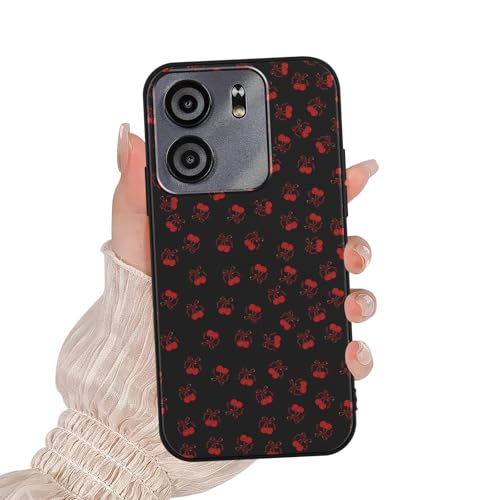 Zrutru Schutzhülle für Blu View 5 16,7 cm (6,5 Zoll), Kawaii-Kirschschleife, Cartoon-Muster, ästhetisches Design, weiches Silikon, TPU, schlank, stoßfest, Schwarz von Zrutru