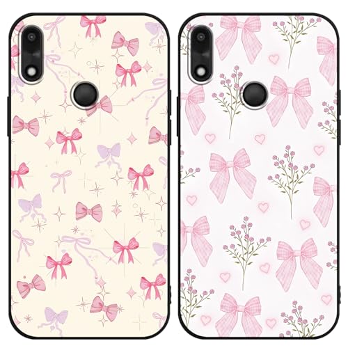 Zrutru Schutzhülle für Gabb Phone 4 15,5 cm (6,1 Zoll), Cartoon-Design, niedliche Kawaii-Schleife, Blumenmuster, ästhetisches Design, schwarze TPU-Schutzhülle für Mädchen und Frauen, 2 Stück von Zrutru