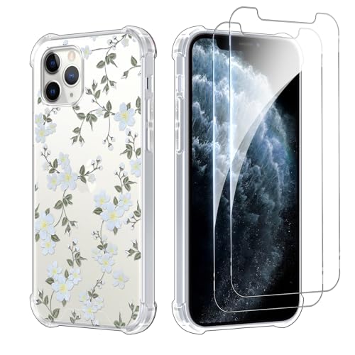 Zrutru Schutzhülle für Phone 11 Pro Max 16,3 cm (6,3 Zoll), kompatibel mit Magsafe, stoßfest, weich, magnetisch, ästhetisches Blumenmuster, Handyhülle für Mädchen, Damen, Blumenranke von Zrutru