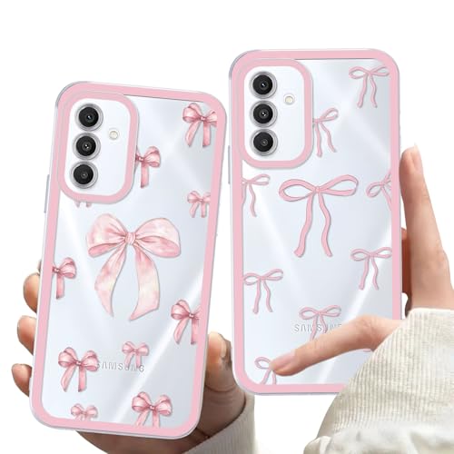 Zrutru Schutzhülle für Samsung Galaxy A16 5G 17 cm (6,7 Zoll), niedliches Schleifen-Design, ästhetisch, trendig, hübsches Design, transparent, sturzsicher, 2 Stück von Zrutru