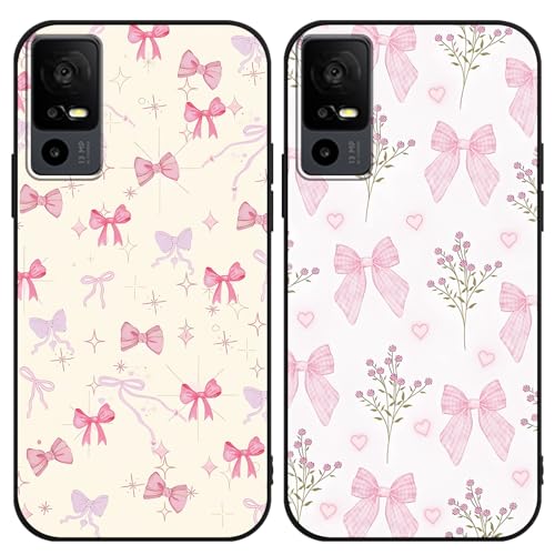 Zrutru Schutzhülle für TCL 40 XL/Lively Jitterbug Smart 4 17,1 cm (6,7 Zoll), Cartoon-Design, niedliche Kawaii-Schleife, Blumenmuster, ästhetisches Design, Stoßstangen-Schutzhülle für Mädchen und von Zrutru