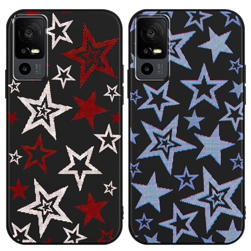 Zrutru Schutzhülle für TCL 40 XL/Lively Jitterbug Smart 4 17,1 cm (6,7 Zoll), Cartoon-Motiv mit niedlichem Kawaii-Sternmuster, ästhetisches Design, schwarze TPU-Schutzhülle für Mädchen und Frauen, 2 von Zrutru