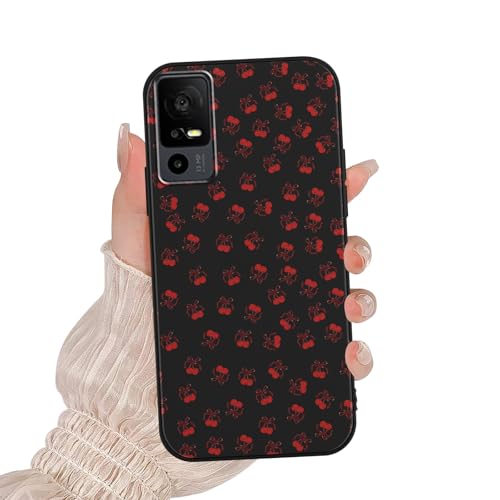 Zrutru Schutzhülle für TCL 40 XL/Lively Jitterbug Smart 4 17,1 cm (6,7 Zoll), Kawaii-Kirschschleife, Cartoon-Muster, ästhetisches Design, weiche Silikon-Schutzhülle, Schwarz von Zrutru
