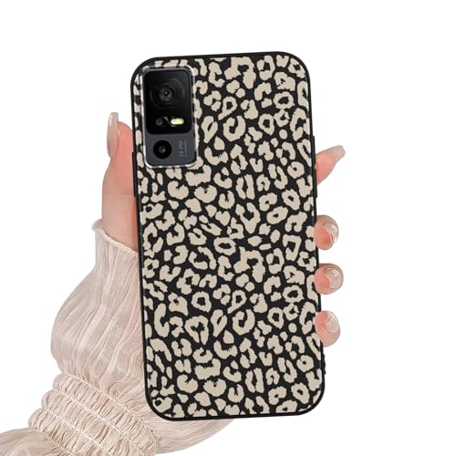 Zrutru Schutzhülle für TCL 40 XL/Lively Jitterbug Smart 4 17,1 cm (6,7 Zoll), luxuriöses weißes Gepardenmuster, ästhetisches Design, weiche Silikon-Schutzhülle, Schwarz von Zrutru