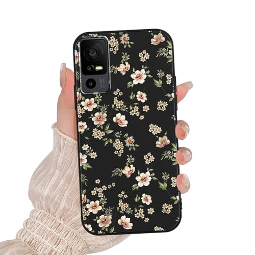 Zrutru Schutzhülle für TCL 40 XL/Lively Jitterbug Smart 4 17,1 cm (6,7 Zoll), süßes Blumenmuster, Cartoon, Kawaii-Muster, ästhetisches Design, weiches Silikon, TPU, schlank, schützend, Schwarz von Zrutru