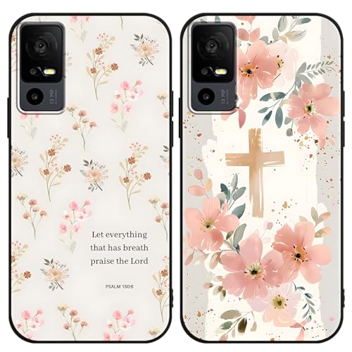 Zrutru Schutzhülle für TCL 40 XL/Lively Jitterbug Smart 4 17,1 cm (6,7 Zoll), süßes Kawaii-Blumen-Collage-Muster, ästhetisches Design, schwarze TPU-Schutzhülle für Mädchen und Frauen, 2 Stück von Zrutru