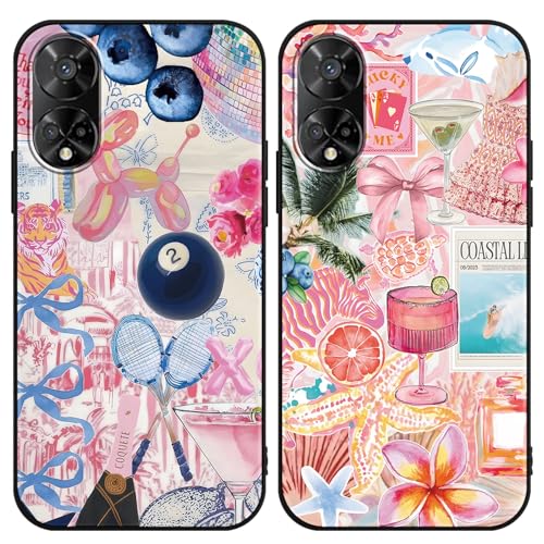 Zrutru Schutzhülle für TCL 50 XE 5G 16,7 cm (6,5 Zoll), Cartoon-Collage, niedliches Kawaii-Schleife, florales Strand-Ozean-Muster, ästhetisches Design, Stoßstangen-Schutzhülle für Mädchen und Frauen von Zrutru