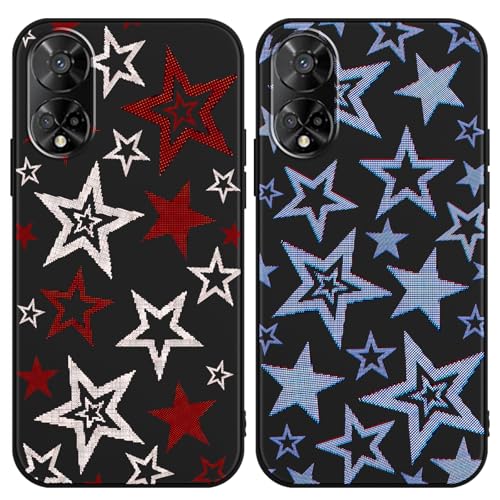 Zrutru Schutzhülle für TCL 50 XE 5G 16,7 cm (6,5 Zoll), Cartoon-Motiv mit niedlichem Kawaii-Sternmuster, ästhetisches Design, schwarze TPU-Schutzhülle für Mädchen und Frauen, 2 Stück von Zrutru
