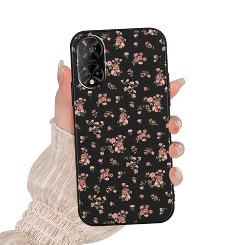 Zrutru Schutzhülle für TCL 50 XE 5G 16,7 cm (6,5 Zoll), süßes Blumendruck, Cartoon-Muster, ästhetisches Design, weiches Silikon, TPU, dünn, stoßfest, Schwarz von Zrutru