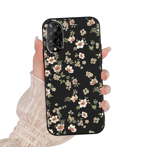 Zrutru Schutzhülle für TCL 50 XE 5G 16,7 cm (6,5 Zoll), süßes Blumenmuster, weiches Silikon, TPU, schlank, stoßfest, schwarz, Blumenmuster, Cartoon, Kawaii-Muster, ästhetisches Design, Schwarz von Zrutru
