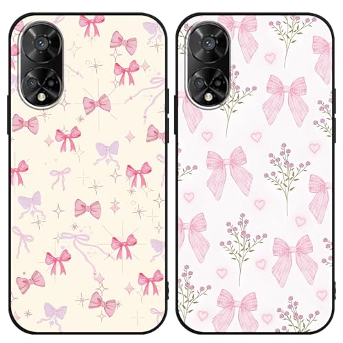 Zrutru Schutzhülle für TCL 50 XE 5G 16,7 cm (6,5 Zoll) TCL 50 XE 5G 16,7 cm (6,5 Zoll), Cartoon, niedliches Kawaii-Schleifen-Blumenmuster, ästhetisches Design, schwarze TPU-Schutzhülle für Mädchen und von Zrutru
