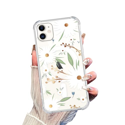 Zrutru Schutzhülle für iPhone 11, Blumendesign, ästhetisches Blumenmuster, magnetisch, transparent, kompatibel mit MagSafe, mädchenhaft, schlank, stoßfest, für Mädchen und Damen, für iPhone 11, 15,5 Zrutru Schutzhülle für iPhone 11, Blumendesign, ästhetisches Blumenmuster, magnetisch, transparent, kompatibel mit MagSafe, mädchenhaft, schlank, stoßfest, für Mädchen und Damen, für iPhone 11, 15,5 von Zrutru