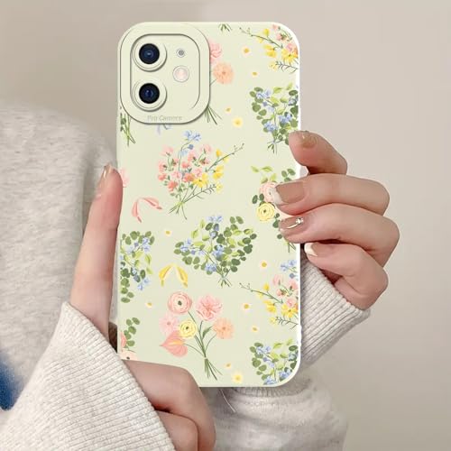 Zrutru Schutzhülle für iPhone 12, ästhetische Blume, hübsches mädchenhaftes Blumenmuster, Funda, stoßfeste TPU-Schutzhülle für iPhone 12, 15,5 cm (6,1 Zoll), für Mädchen und Frauen von Zrutru