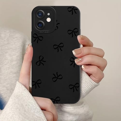 Zrutru Schutzhülle für iPhone 12 mit niedlicher schwarzer Schleife, ästhetisches Schleifenmuster, schwarzes Funda für Damen und Mädchen, hübsche Schleife, Silikon, TPU, Handyhülle für iPhone 12, 15,5 Zrutru Schutzhülle für iPhone 12 mit niedlicher schwarzer Schleife, ästhetisches Schleifenmuster, schwarzes Funda für Damen und Mädchen, hübsche Schleife, Silikon, TPU, Handyhülle für iPhone 12, 15,5 von Zrutru