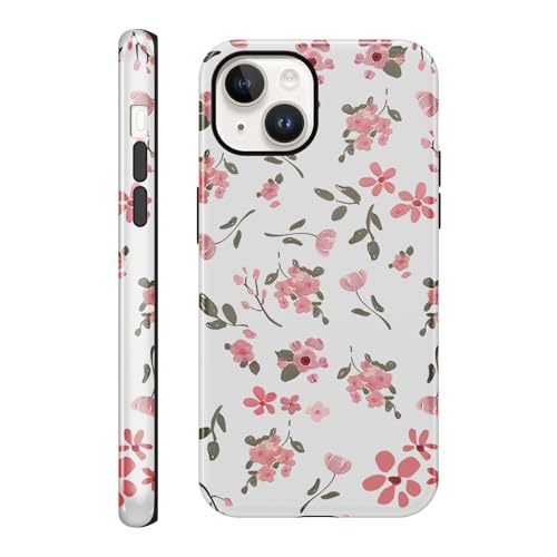 Zrutru Schutzhülle für iPhone 14, 15,5 cm (6,1 Zoll), kompatibel mit Magsafe, weiches TPU-Blumenmuster, stoßfest, weiche Schutzhüllen für Damen und Mädchen, rosa Blumen von Zrutru