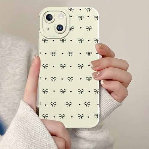 Zrutru Schutzhülle für iPhone 14, Motiv: schwarze Schleife, Funda für Mädchen und Frauen, TPU-Stoßdämpfer, stoßfeste Schutzhülle für iPhone 14, 15,5 cm (6,1 Zoll) von Zrutru